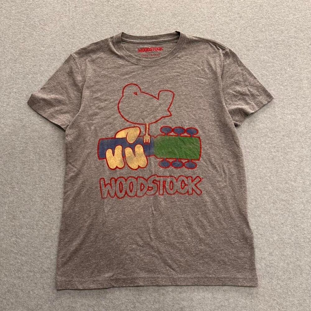 Grey woodstock snoopy cotton t shirt